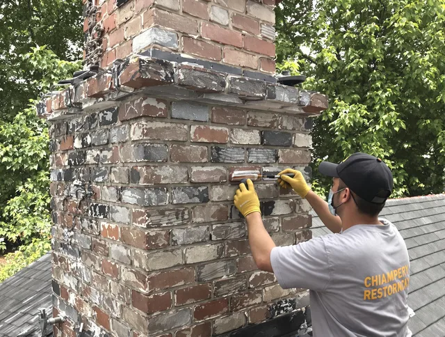 In-progress chimney restoration by The Villages Chimney Sweep in The Villages, FL
